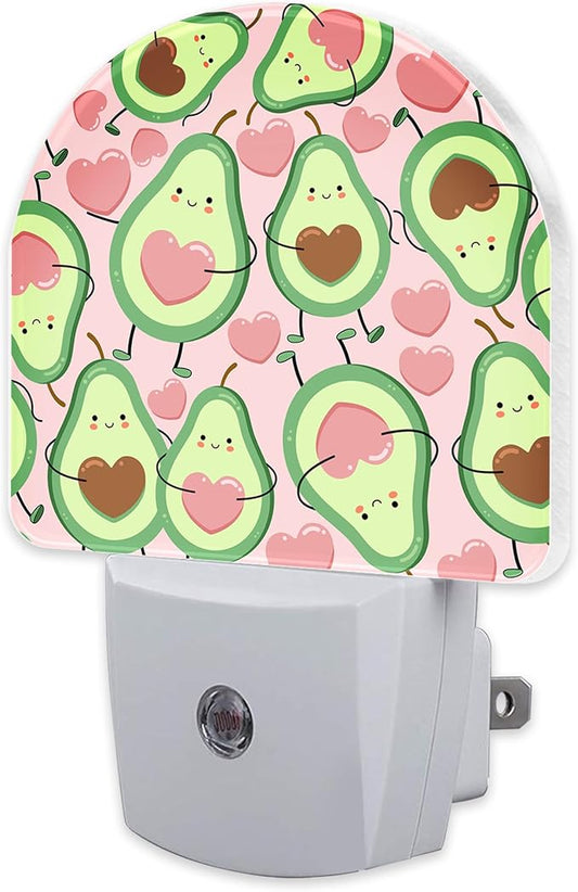 Cute Pink Avocado Night Light for Kids, Heart Shaped Avocado Night Light Plug in with Dusk to Dawn Sensor, 0.5w Energy Saving Sleep Friendly Nightlight for Hallway Stairway Kitchen Bedroom