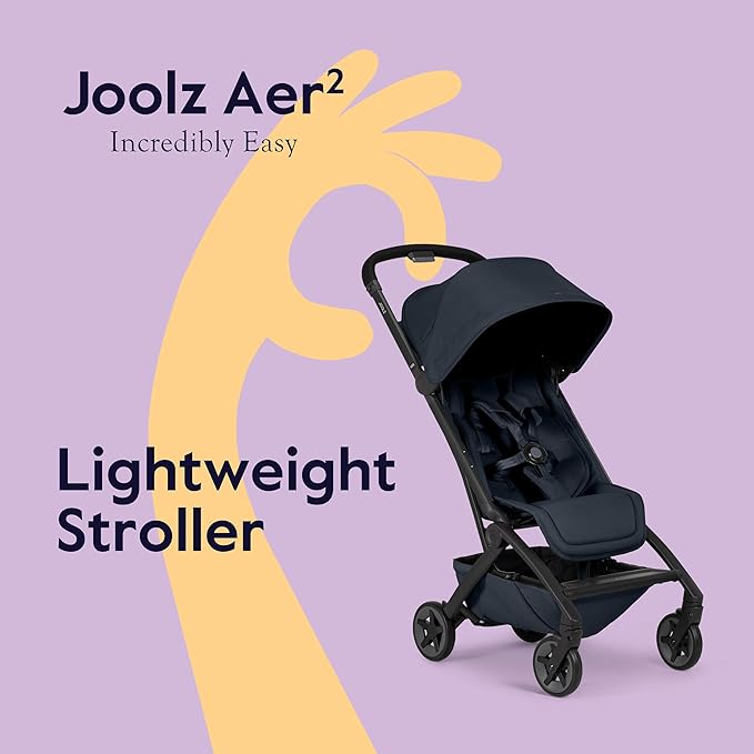 Joolz Aer2 Lightweight Travel Stroller For Baby & Toddler – Ultra-Compact One-Hand Foldable Stroller, Reclining Seat, UPF 50+ Canopy, Adjustable Leg Rest, Carry-On & Airplane Approved (Dark Navy Blue)
