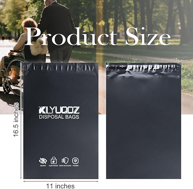 Adult Diaper Disposal Plastic Bags for Adult Catheter Bags Disposal,Self-Adhesive Strips to Seal in Odours,Waterproof and Leak-Proof,Suitable for Elderly Nappy Care at Home and Travel (50)