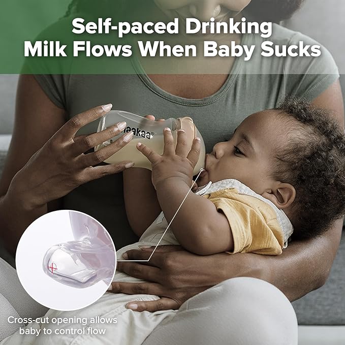 haakaa Gen.3 Natural Glass Baby Bottle Wide Neck Anti-Colic Variable Flow Nipple - Easy to Clean & Latch for 6M+ Breastfed Babies, Newborn Registry Essentials,BPA-Free, 6.3 oz/180 ml, Peach