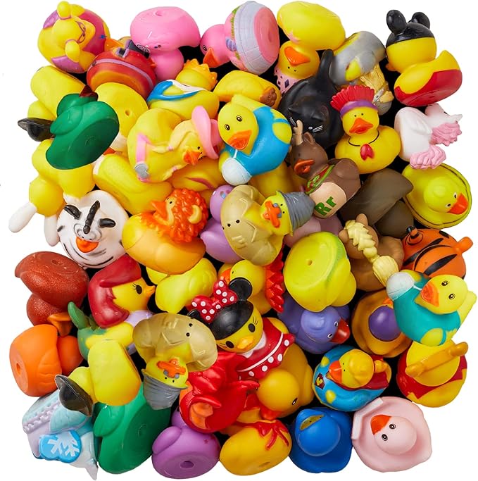100 Pack Rubber Duck for Jeeps Ducking - 2" Bulk Floater Duck for Kids - Baby Bath Toy Assortment with Bag - Party Favors, Bath Time, Birthdays, and More (100 Varieties)