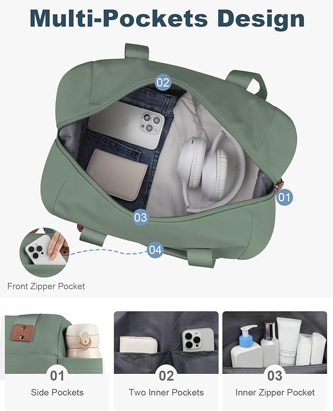 Travel Duffle Bag, Waterproof Weekender Overnight Hospital Bags for Women Men with Toiletry Bag Lightweight Carry on Personal Item Duffle Gym Bag for Travel, Airplanes, Sports