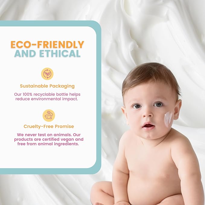 Organic Baby Lotion for Newborn, Natural Face & Body Cream Moisturizer, Toddler, Delicate, Dry Skin - Gentle Kids Lotion Sensitive Skin, 10.14fl oz