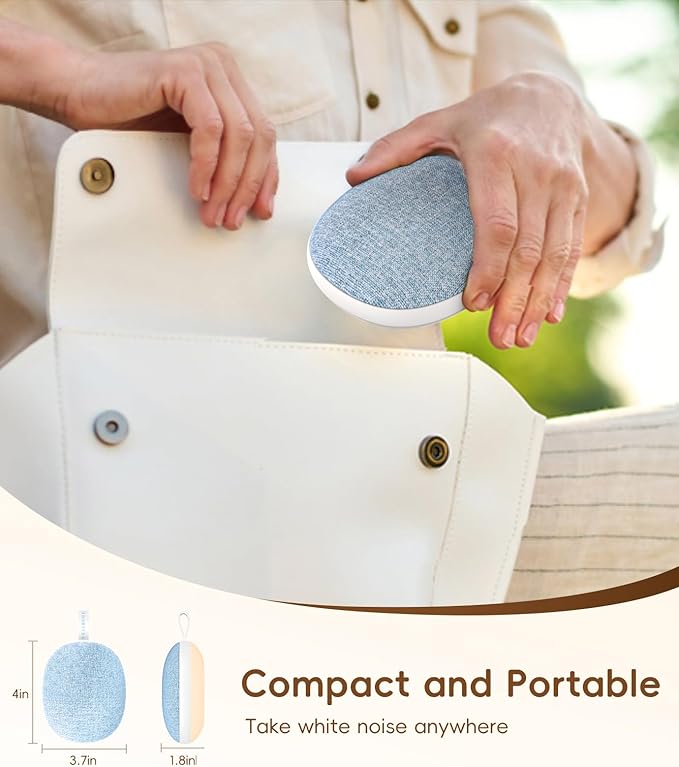 Portable White Noise Sound Machine: Baby Sleep Soother, Bluetooth Speaker, Rechargeable Battery, 4-Speed Timer, 6 Soothing Sounds Adult Therapy Aid for Trave (Blue, Portable)