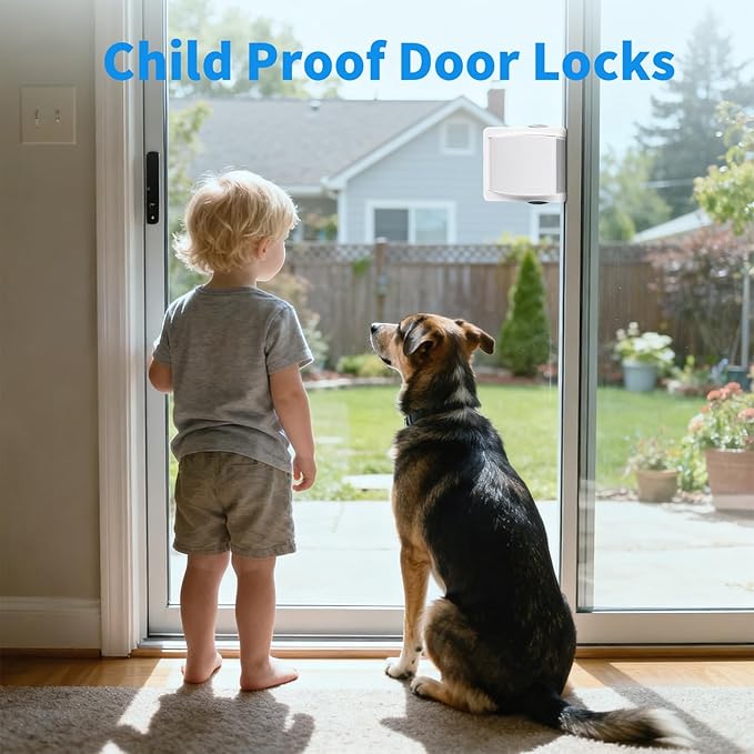 Sliding Door Lock for Child Safety - Kids Proof Sliding Glass Door Locks for Window Closet Latch Patio Doors - Security for Baby Proofing Slide Window Stopper Ideal for Toddler and Pet