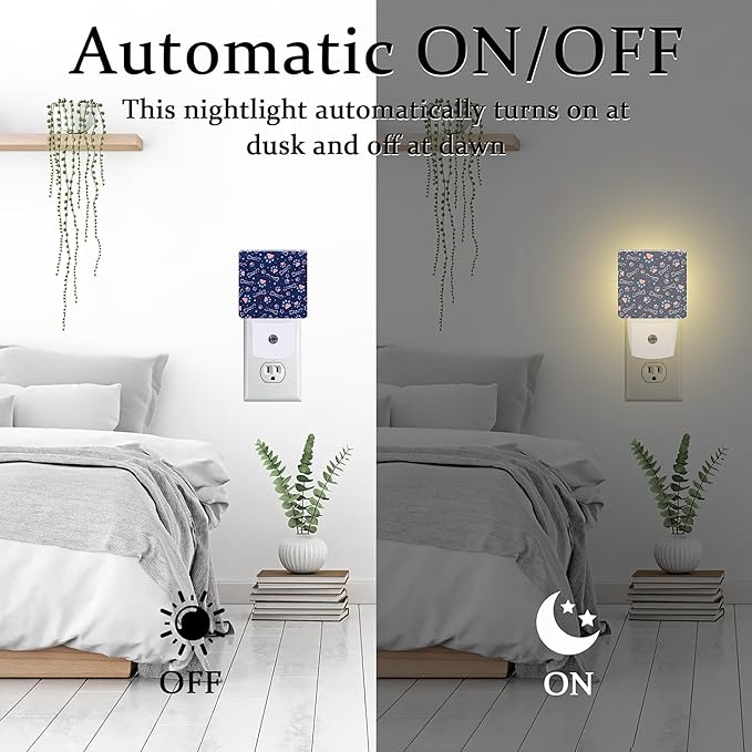 USA Flag and Paw Prints Night Light Plug into Wall, Cute American Patriotic Dog Prints Dusk to Dawn Night Light Plug in,0.5w Energy Saving Sleep Friendly NightLight for Kids Boys Girls Home Decor