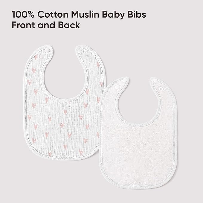 100% Cotton Muslin Baby Bibs 10-Pack Baby Drool Bibs for Unisex Baby Toddlers Infant Newborns Drooling and Teething