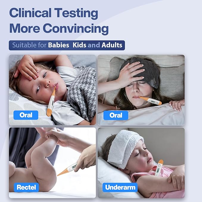 Boncare 10 Seconds Digital Thermometer for Adults and Kids - Accurate & Safe Rectal Thermometer for Baby with Fever Alarm, Oral Thermometer FSA HSA Eligible (Orange)