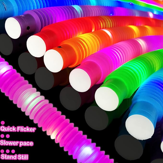 24 PCS Light Up Party Favors Supplies for Kids 4-8-12,Bulk Christmas Glow Sticks Bracelet Necklace Accessories for Toddlers,Birthday Return Gifts,Classroom Treats Goodie Bag Stuffers for Boys Girls