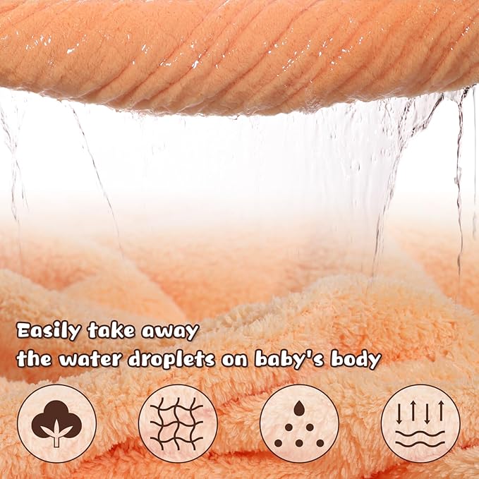 Toddler Bath Towel Hooded Kids Towels Bath Baby Towel with Hood for Boy Girl 0-5 Years, 2-Pack Soft Absorbent Baby Bath Toddler Towels, Large Thick 50''x32'' Pink &Orange Set