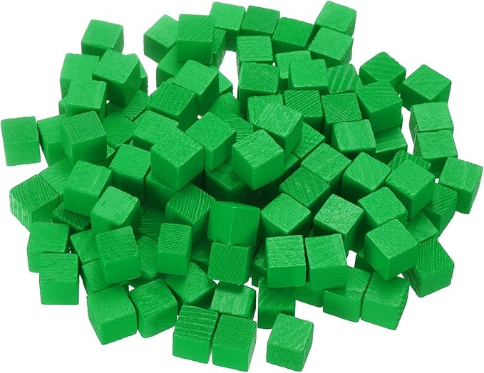 uxcell 300Pcs Wood Blocks for Crafts, 1cm Unfinished Wood Cube Solid Wooden Blank Square Block for DIY Craft Projects Personalized Gifts, Green