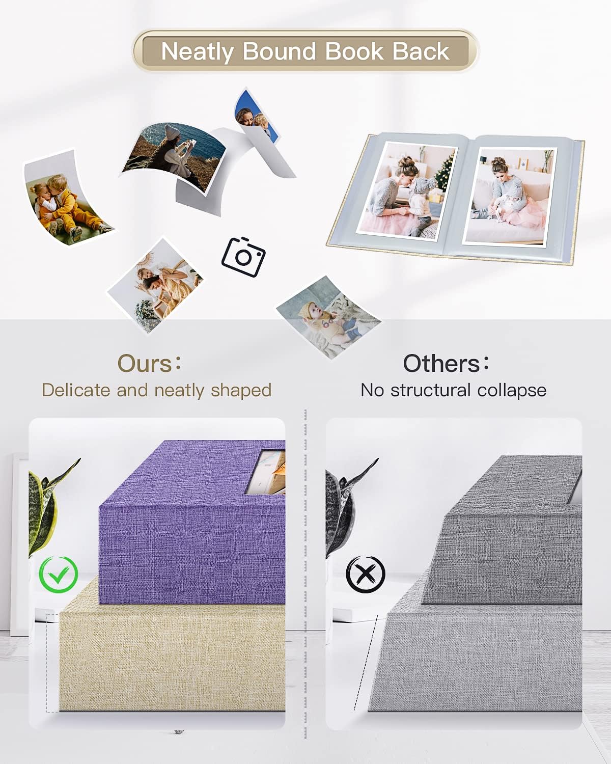 Popotop Photo Album 4x6-100 Photos Photo Books with 100 Vertical Pockets,Linen Cover Albums for Family Wedding Anniversary Baby Vacation Pictures