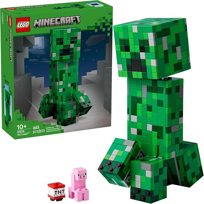 LEGO Minecraft The Creeper Kids Building Toy - Minecraft Toy for Boys & Girls, Ages 10+ - Room Decor for Gamers -W/ 1st Version Minifigure - Gift for Christmas - 21276
