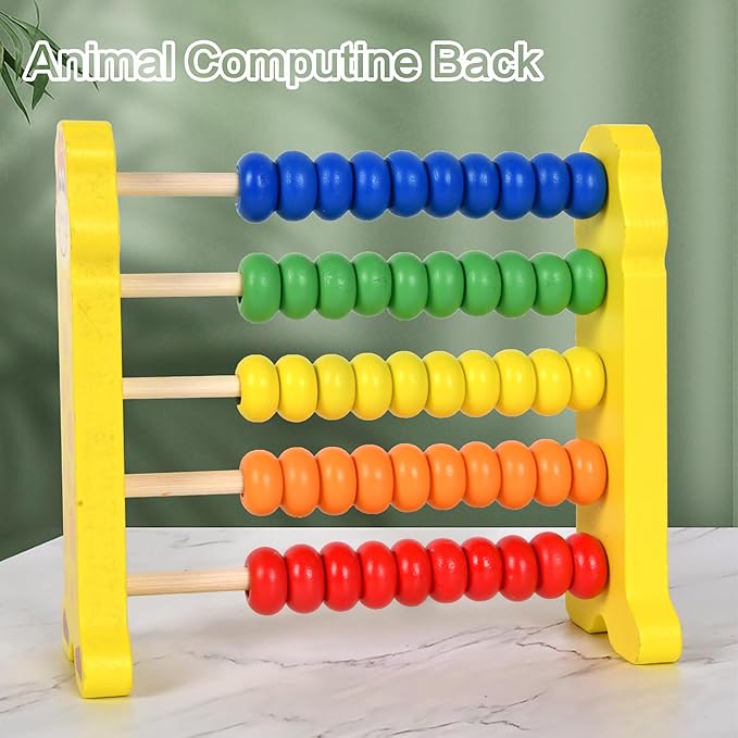WNWLwooden Abacus Frame Learning Tool Growth Toy Beads Educational Counting Toy Abacus Math Thinking Abacus Counting Toy,for Preschool Learning, Learning Mathematics Abacus (Yellow Abacus)