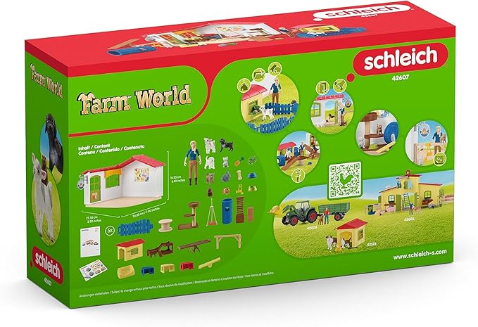 Schleich Farm World - 54PC Baby Animal Hotel Playset with Cute Pets, Caretaker and Movable Accessories - Realistic Animal Figurine Play Set - Fun Educational Toys for Kids and Toddlers Ages 3+| 42607