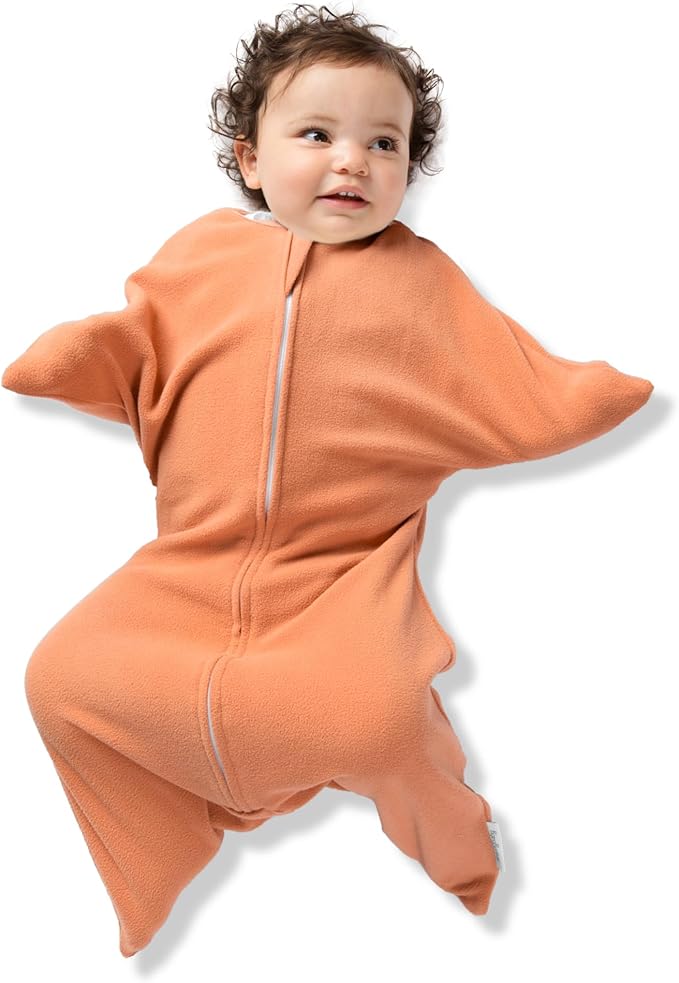SleepingBaby Fleece Zipadee-Zip Transition Swaddle and Snuggle Strap Bundle - Roomy Baby Swaddle Blanket with Zipper Convenience and Wearable Blanket Accessory, Spice, Small (4-8 Month)