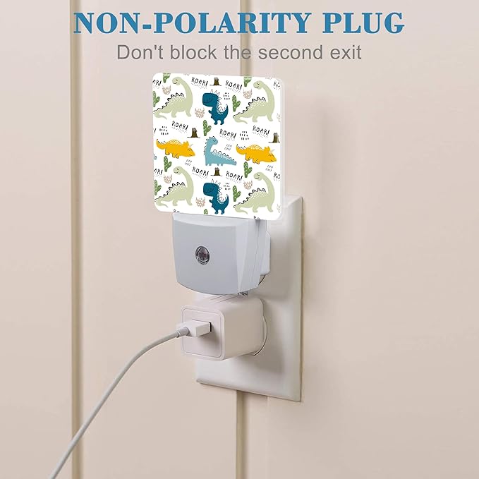 Night Light for Kids Girls Boys, Childish Cute Dinosaur LED Night Light Plug into Wall with Dusk to Dawn Sensor for Room Decor, Hallway, Kitchen, Bathroom, Nursery, Stairs