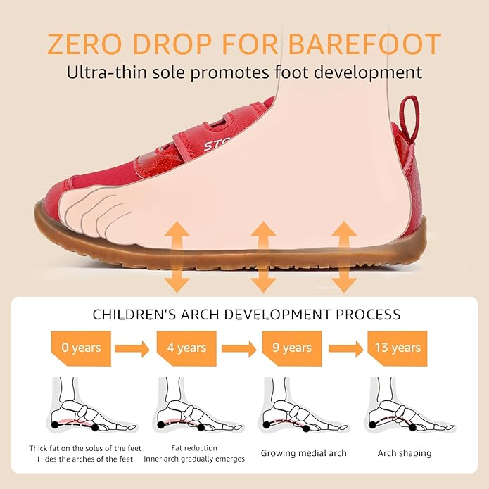 Toddler Wide Toe Box Barefoot Shoes Boys Girls Zero Drop,Baby First Walking Shoes Glitter Little Kids Sneakers Non-Slip Preschool Running Tennis Canvas Casual Preschool Outdoor Activities