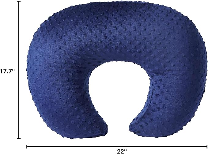 Nursing Pillow and Positioner Breastfeeding and Bottle Feeding, Propping Baby, Tummy Time, Sitting Support for Baby Boys Girls, with Removable dots Cover (Estate Blue)