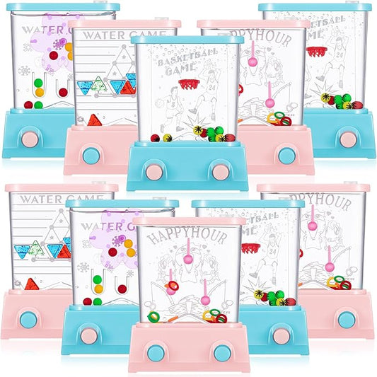 Sumind 10 Pieces Handheld Water Game for Kids Mini Water Ring Toss and Basketball Hoop Toy 90s Retro Mini Games for Goodie Bags Stuffers Birthday Return Gifts Classroom Rewards(Pastel,Lively Style)