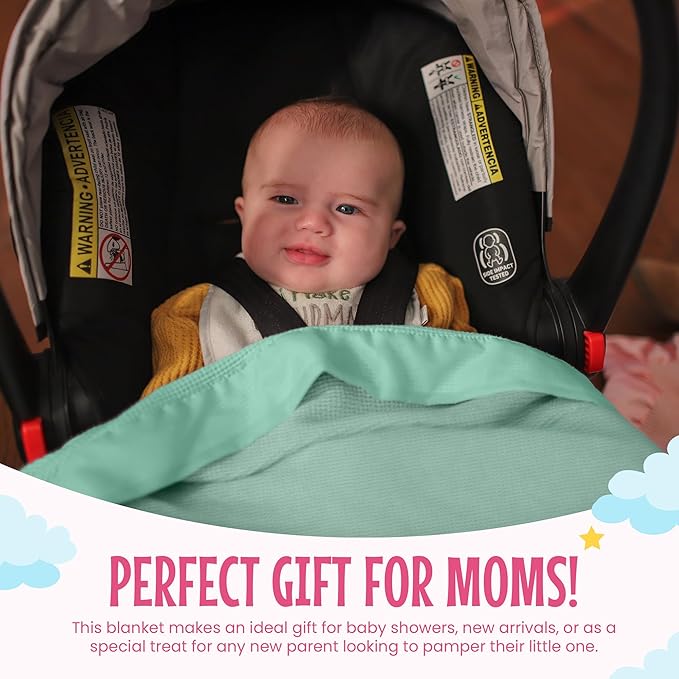 Blankets - Thermal Waffle Warm Baby Blanket for Crib - Soft and Cozy Baby Crib Blanket for Nursery, Stroller, or Naptime Comfort - Ideal Shower Gift - Mint Green, Nylon Trim (36" x 50")