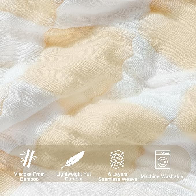 Muslin Swaddle Blankets, Checkered Receiving Blankets for Baby Boys and Girls, 43 x 43 Inches Baby Swaddle Neutral Wrap 70% Cotton and 30% Rayon Khaki