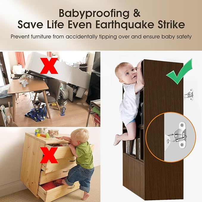 Furniture Anchors Straps for Baby Proofing, Furniture Straps Anti Tip Furniture Anchor Securing 60lbs Keep Baby Pet Safety from Falling Furniture, Earthquake Straps for Child Safety（1Pack）