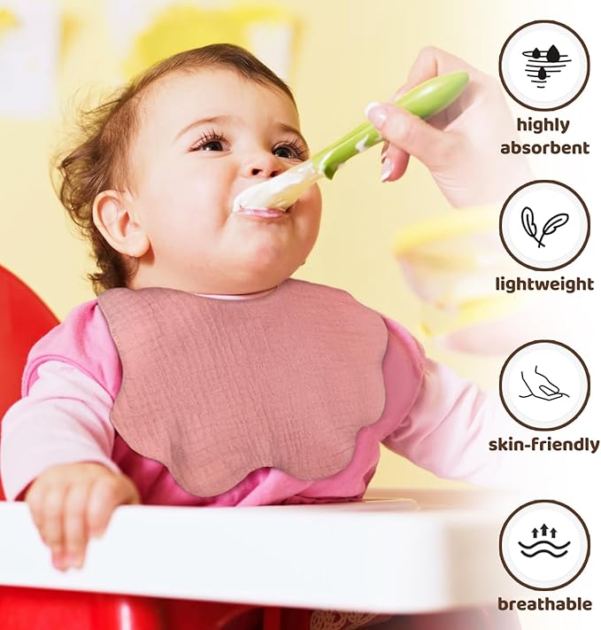 Muslin Baby Bibs for Drooling and Teething Newborn Drool Bibs for Baby Girl Boy