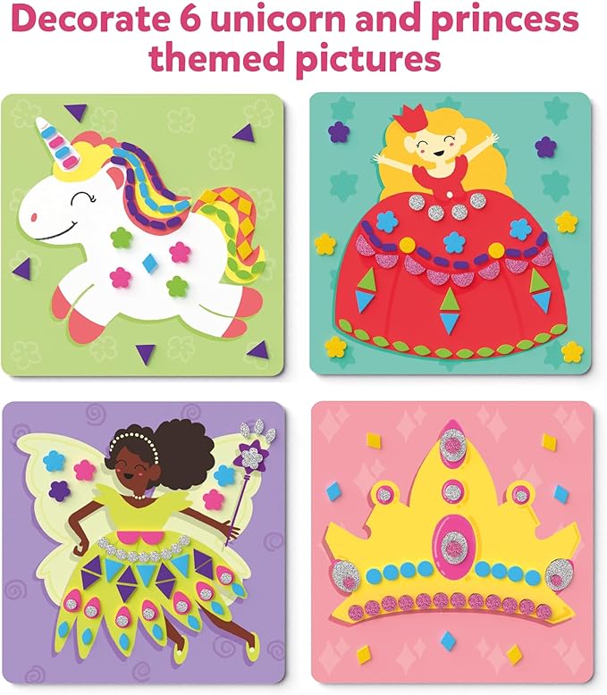 Skillmatics Foam Sticker Art Activity - Unicorns & Princesses, 800+ 3D Foam Stickers, Mess-Free Stocking Stuffers for Kids, DIY Felt Craft Kits, Christmas Gifts for Girls & Boys Ages 3, 4, 5, 6, 7