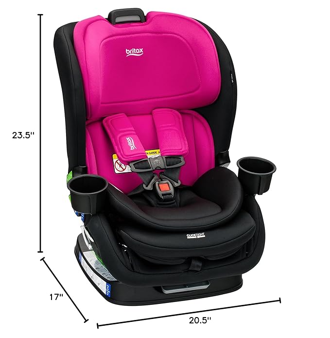 Britax Poplar Convertible Car Seat, 2-in-1 Car Seat with Slim 17-Inch Design, ClickTight Technology, Magenta Onyx