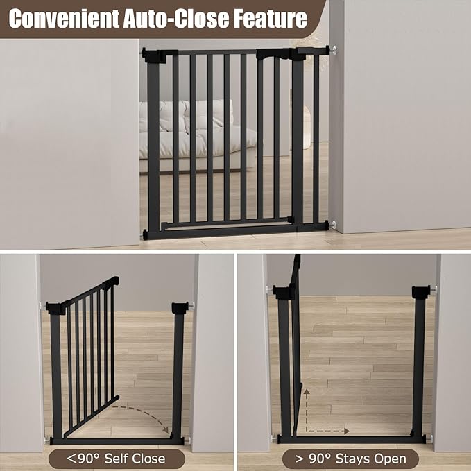 41" Extra Tall Baby Gate for Big Dog No Jumping Over, 46-54.7" Wide Pet Safety Gate Indoor for Doorways No Drilling,Auto Close Child Puppy Gates for Stairways Pressure Mounted (Black)