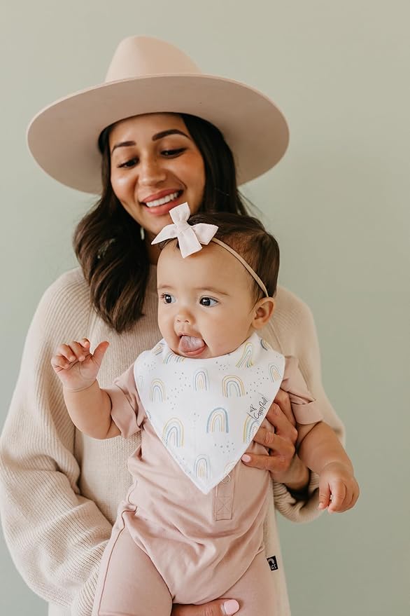 Copper Pearl 4 Pack Soft Cotton Baby Bibs for Drooling and Teething, Absorbent Drool Bibs for Baby Girl and Boy, Adjustable to Fit Newborns to Toddlers, Tons of Styles (Whimsy)