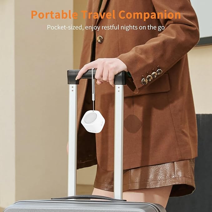Portable Sound Machine for Sleep, Mini Travel White Noise Sound Machine with Amber Night Light, Long-Lasting Power, 16 Soothing Sounds, Memory, Timer for Adults Baby Office Privacy, Hotel