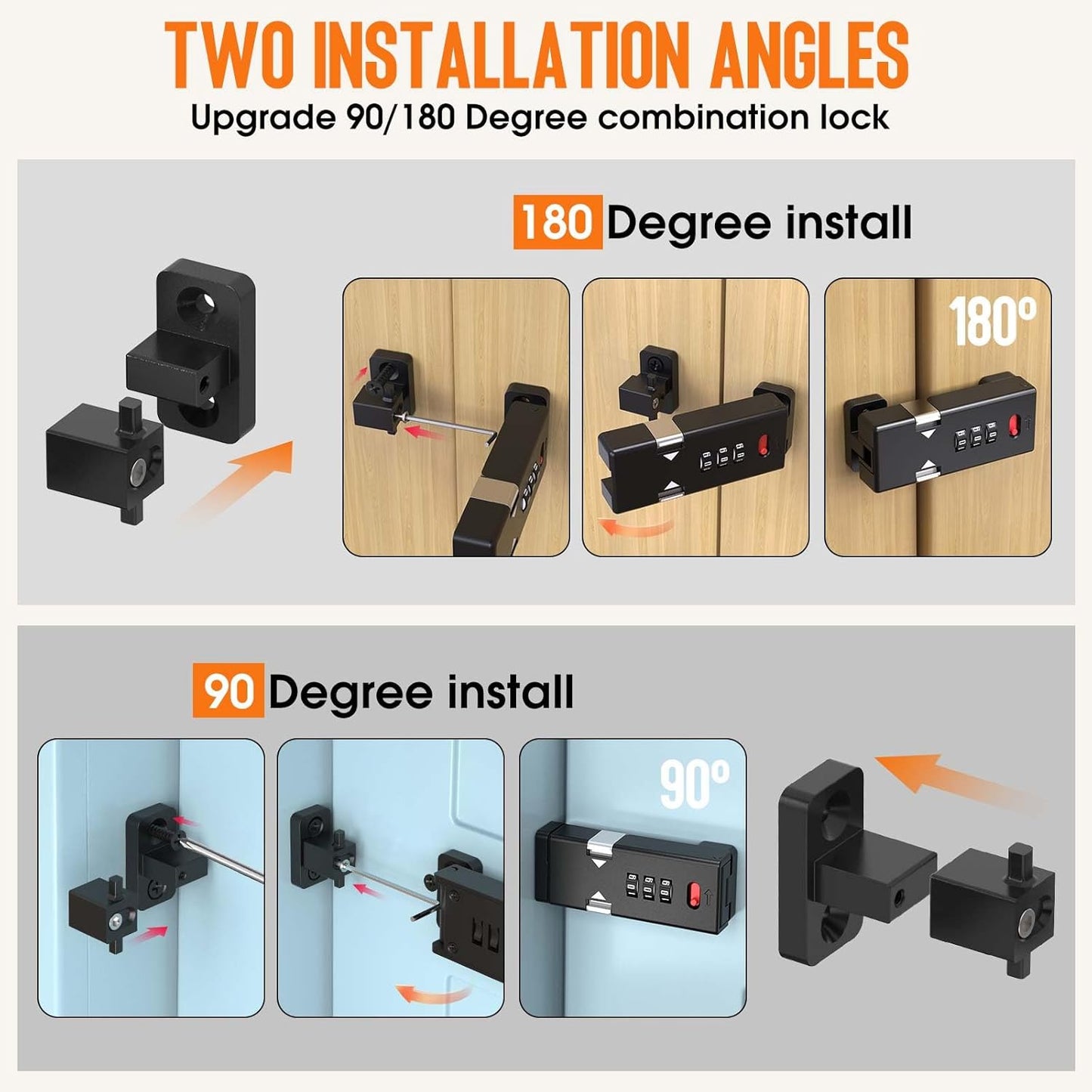 Keyless Cabinet Lock,Cabinet Password Locks with Luminous,3-Digit Combination Door Lock for Drawers, Barn Door, Bathroom, Outdoor, Closet, Fence,Protect Privacy(2PCS,Black)