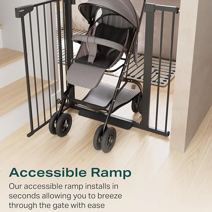 Cumbor 36" Extra Tall Baby Gate for Stairs, 29.7-40.6" Wide Dog Gate for Doorways, Pressure Mounted Auto-Close Pets Gates for Dogs Indoor, Durable Safety Child Gate, Mom's Choice Awards Winner, Black