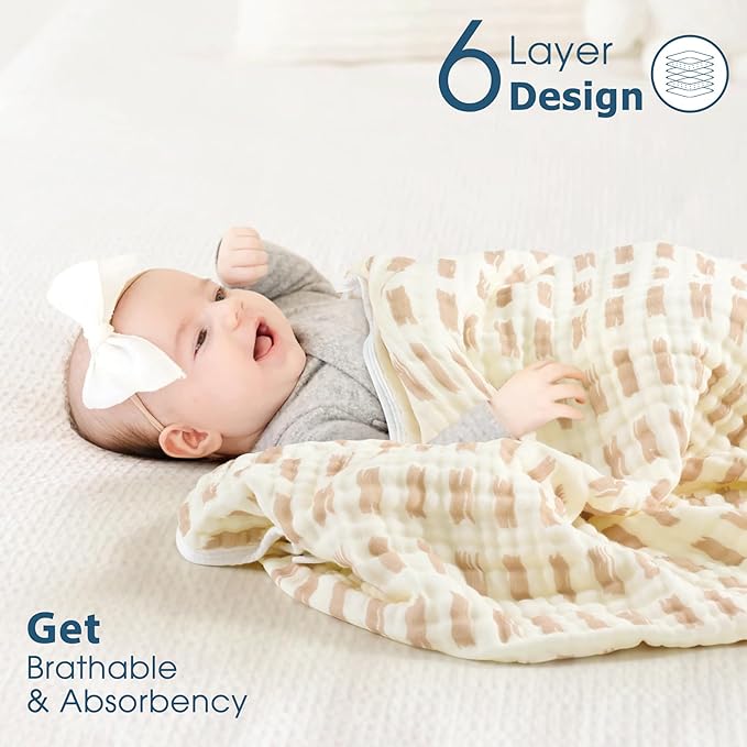 GRSSDER Ultra Soft Absorbent Muslin Cotton Baby Hooded Towel 2 Pack with Original Patterns, Extra Large Size 35"x 35" Swaddle Wrap for Newborn Infant and Toddler