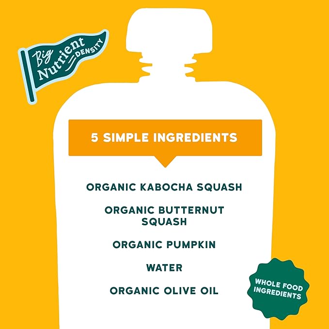 Serenity Kids 6+ Months Organic Veggie Puree Baby Food Pouches - BPA-Free Pouches - No Added Sugar & Allergen-Free - Healthy Baby Snacks - 3.5 Oz, 6 Pack