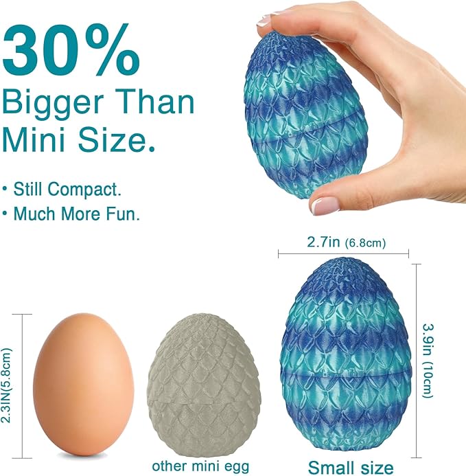 Small Dragon Eggs with Dragon Inside, 3D Printed Surprise Funny Gifts for Kids, Articulated Dragon Fidget Toys for Adults, Executive Desk Toys Office Room Décor (Sky Blue Ombre)