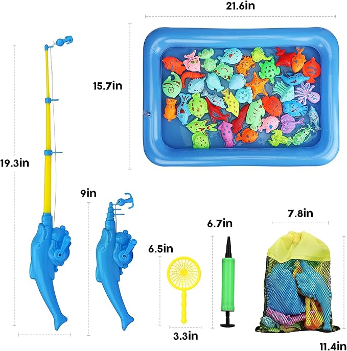 TOY Life 2-Player Magnetic Fishing Game for Kids 3-5 with Toddler Fishing Poles,Bath Toys for Kids Ages 4-8,Magnetic Poles Game are Designed for Little Hands