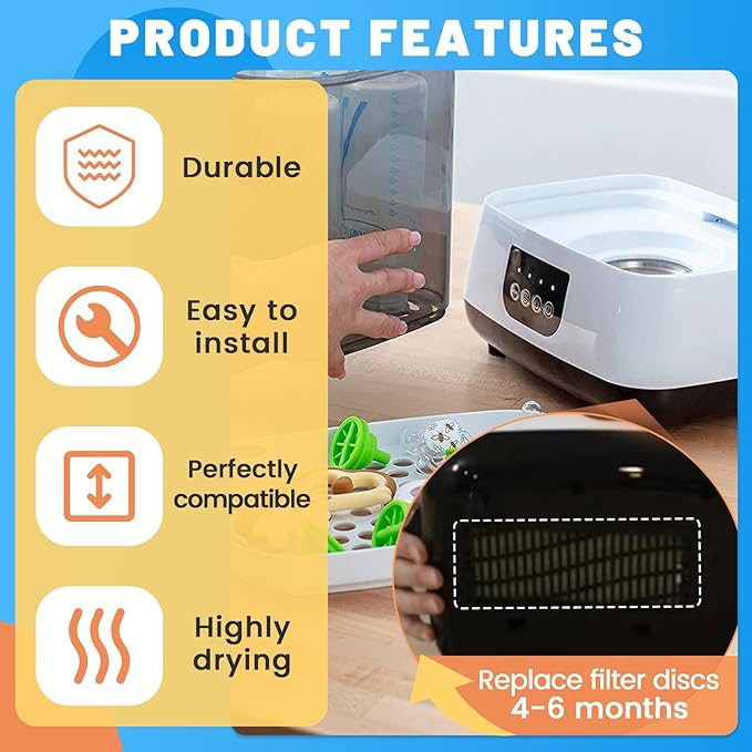 2 Pack HEPA Filter Replacement Compatible with Dr. Brown's Dryer - Dryer Advanced Filter for Baby Bottles and Pacifiers