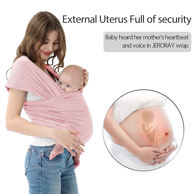 Baby Wraps Carrier, Jeroray Baby Carrier,Hands Free Infant Carrier, Lightweight,Breathable,Softness,Light Pink