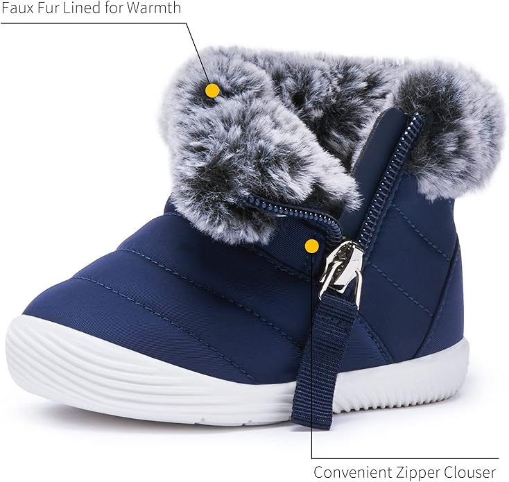 BMCiTYBM Baby Boy Girl Snow Boots Waterproof Winter Warm Booties Nonslip Lightweight Outdoor Shoes for First Walkers 6 9 12 18 24 Months(Infant/Toddler)