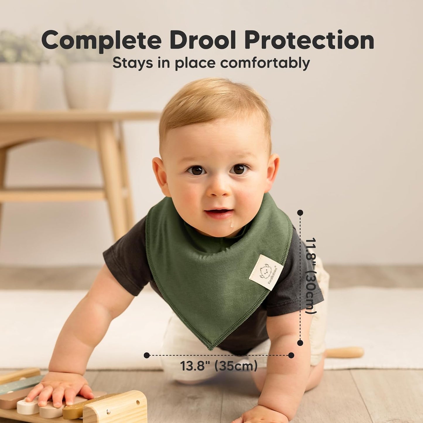 8-Pack Organic Baby Bandana Bibs for Boys, Girls - Super Absorbent Triangle Baby Bibs for Drooling and Teething Infant, 100% Cotton Extra Soft for Newborn, Infant 0-36 Months (Sahara)