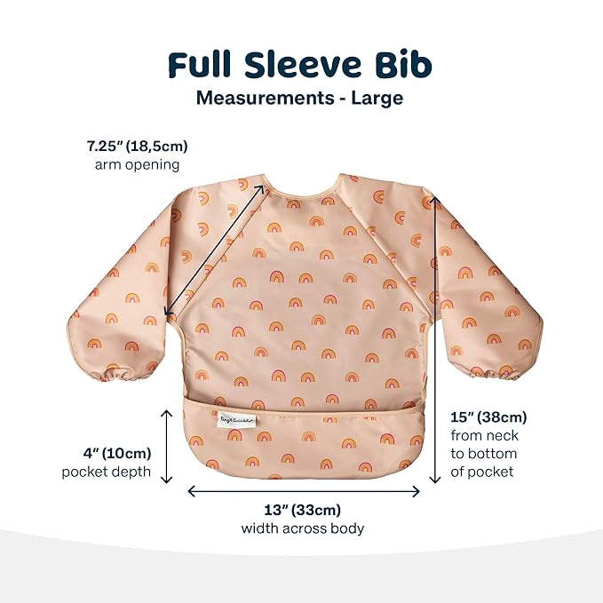 Tiny Twinkle Long Sleeve Bib for Babies & Toddlers – Waterproof Smock Bib for Eating – Machine Washable & Mess-Proof, Baby Feeding Essential & Shower Must-Have(Boho Rainbow, 2-4Y)