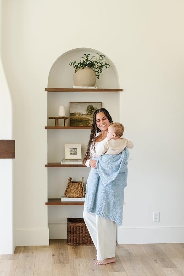 SARANONI Bamboni Luxury Baby Blanket | Cozy & Soft Plush Receiving Blankets | Perfect for Girls & Infant Baby Boy Blankets | Light Blue - 30” x 40”