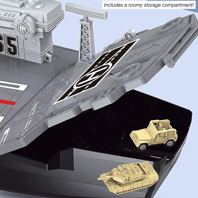 33-Inch Aircraft Carrier Mega Playset - Ultimate Military Battle Set for Boys with Realistic Battleship, Fighter Jets, Toy Soldier Figures, Military Vehicles for Kids Imaginary Pretend Play