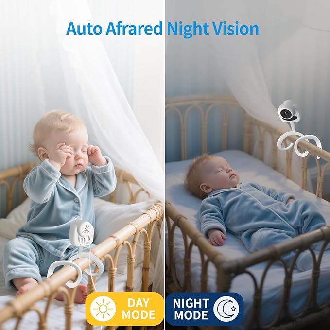 Baby Monitor with Camera and Audio, 2.8" Video Baby Monitor with Secure Transmission No WiFi, Night Vision, Temperature Sensor, Two-Way Talk, Al Off-Lens Detection, Feeding Reminder