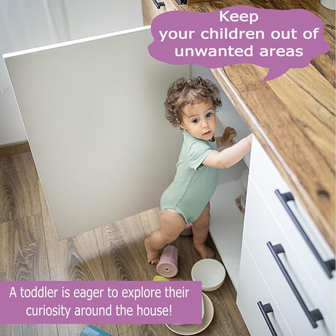 Child Proof Door Lock with Adjustable Strap, 3M Adhesive Safety Locks for Baby & Pets, No Tools Needed 2 Pack