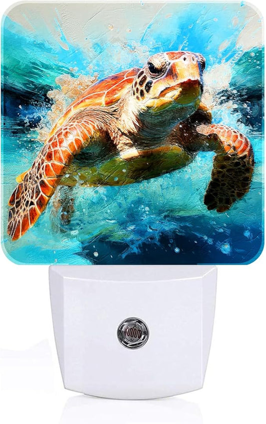 Sea Turtle Night Light,Plug-in Nightlights Auto Sensor Night Lamp Dusk-to-Dawn Lamp Home Decor for Nursery Children Girls Boys