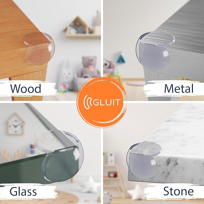 GLUIT Corner Protector Baby – Table Edge Protectors and Safety Covers for Kids, Clear Child Proof Corner Guards for Furniture, Cabinets, Coffee Tables, and Sharp Corners (22 Pack)